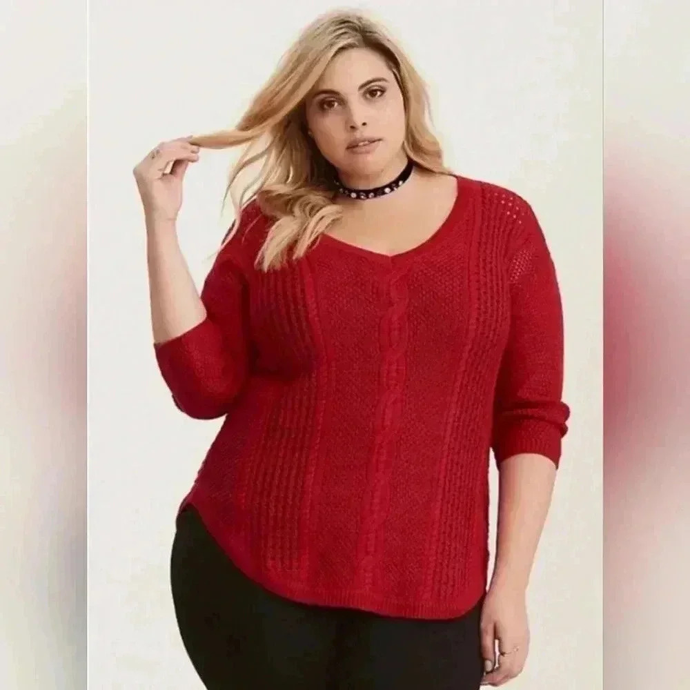 Torrid -Red Cable Knit Sweater
